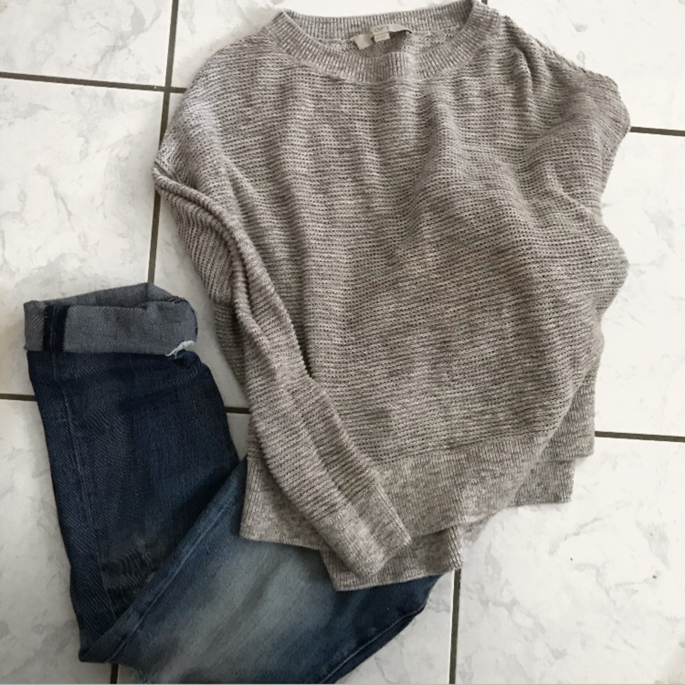 LOFT grey hi low knit sweater